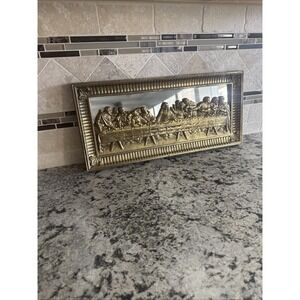 Vintage Home Interior "The Last Supper" - Ornate 3D Gold Mirror